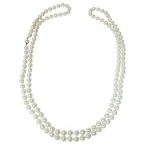 Vintage Faux Pearl Strand Necklace 29" White Cream Beaded